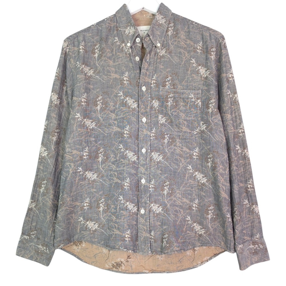 Billy Reid Button Down Shirt Mens Medium Floral Print Made in Italy Standard Fit